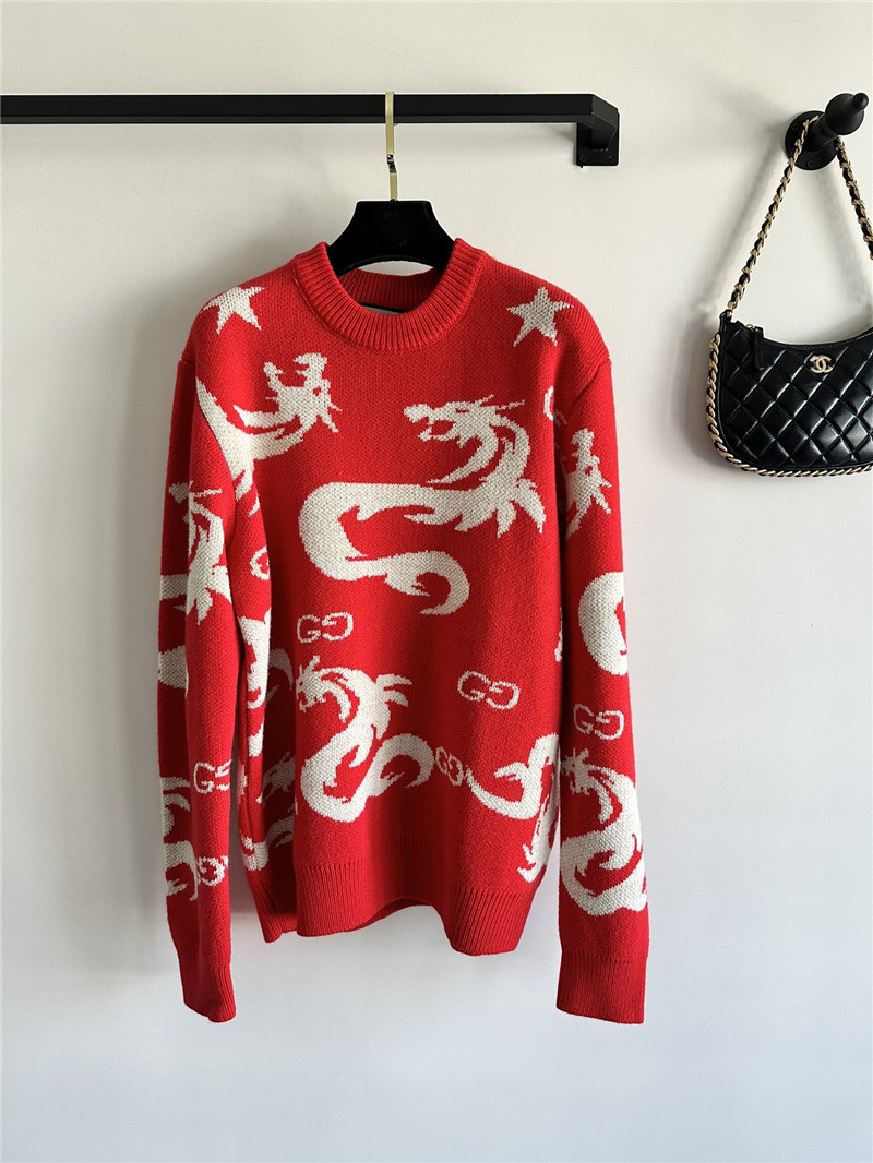 Gucci Red Dragon Neck Sweater