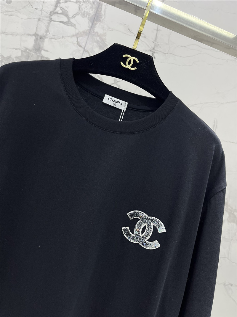 Ch**el pure cotton double c letter loose t-shirt