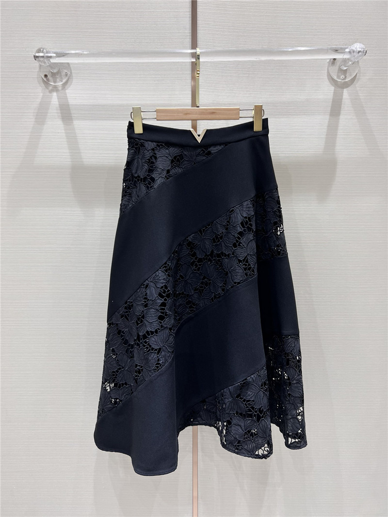 Va1e*ntin0 embroidered patchwork long skirt