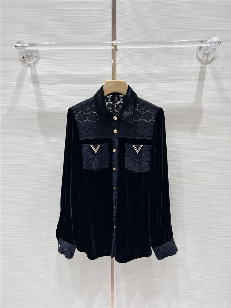 valentino fake two piece patchwork design lapel shirt