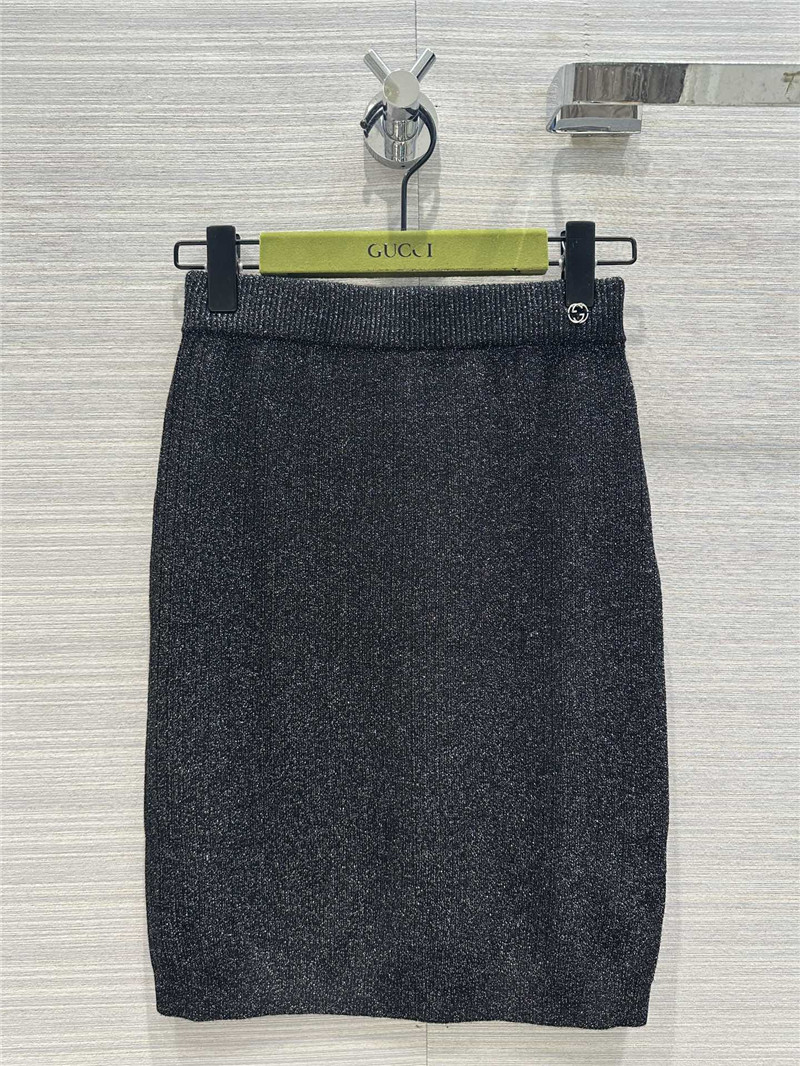 Gucci starry silver silk special yarn knitted skirt