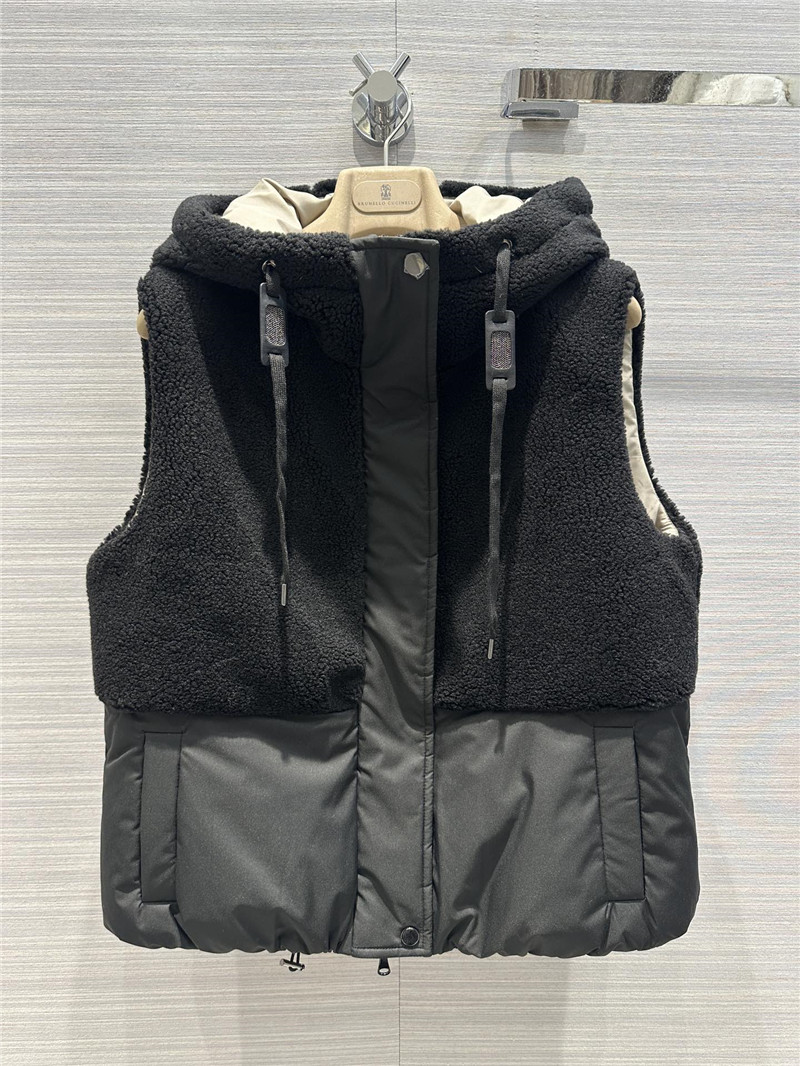 BC wool patchwork design vest down jacket