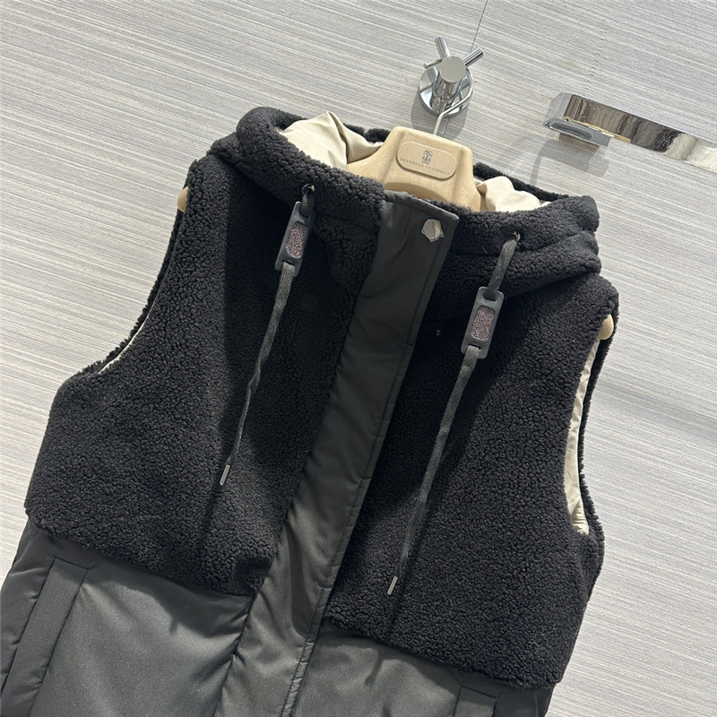 BC wool patchwork design vest down jacket