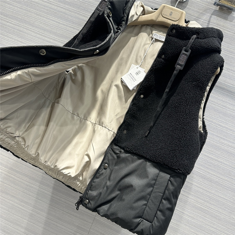 BC wool patchwork design vest down jacket