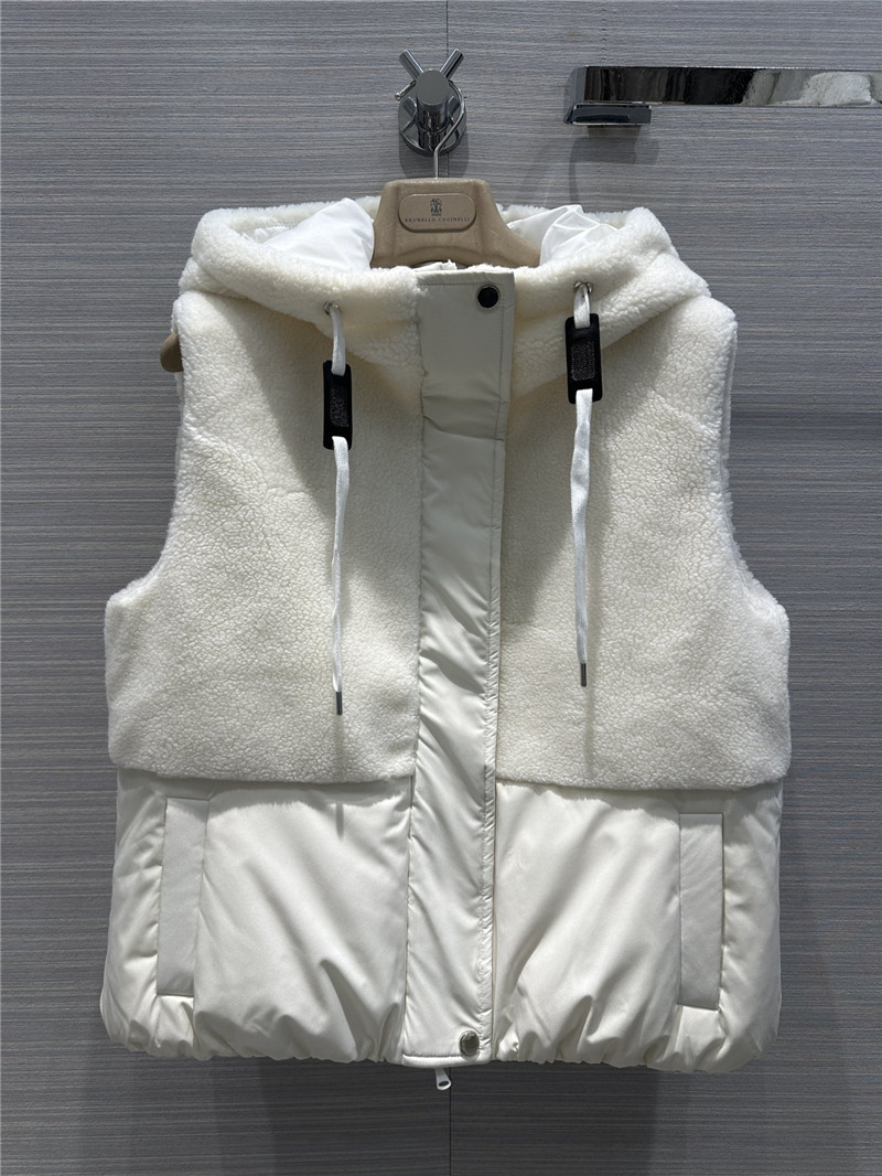 BC wool patchwork design vest down jacket