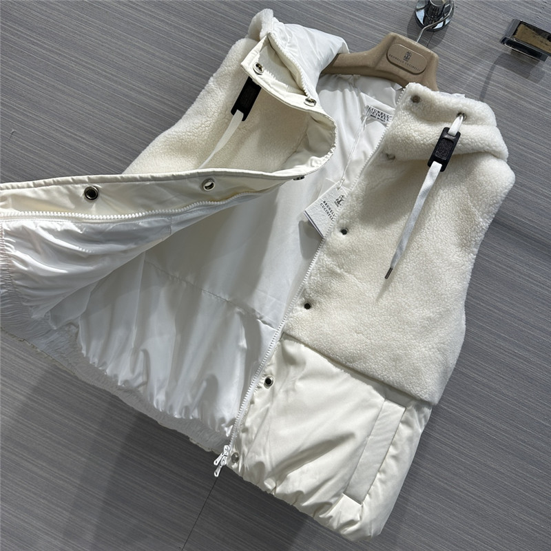 BC wool patchwork design vest down jacket