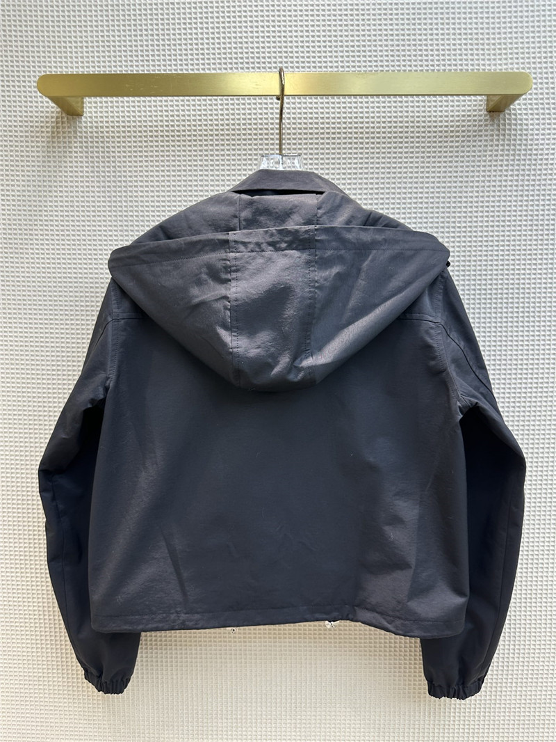 Pra*a hooded zippered short double pocket jacket
