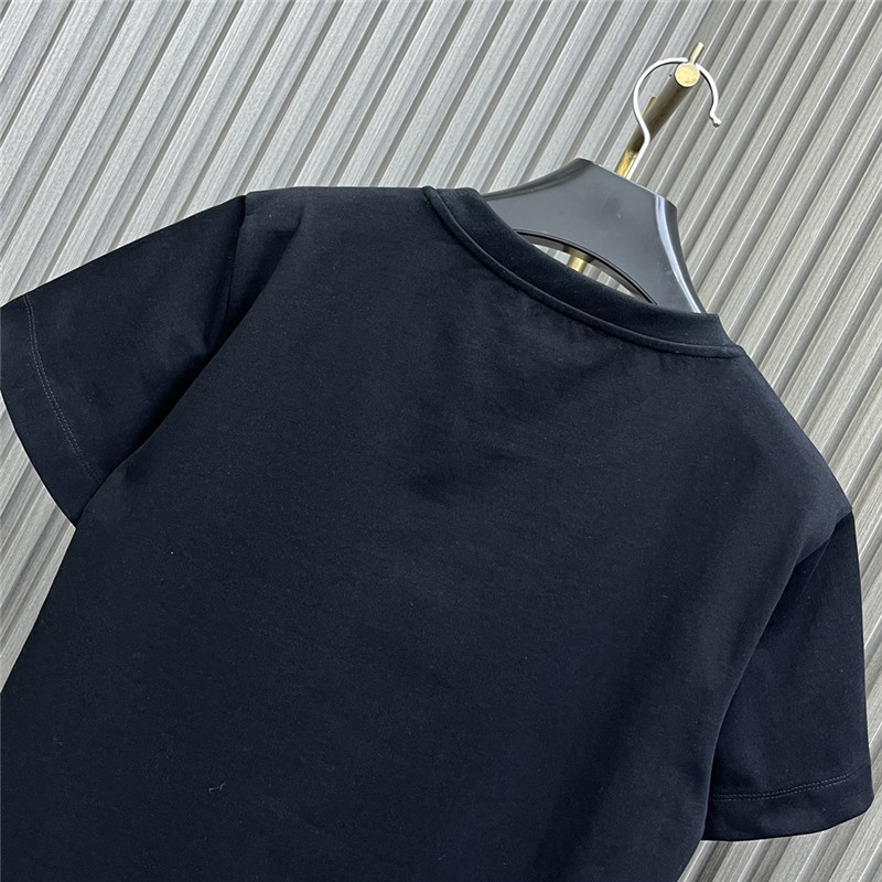 Ch**el round neck rhinestone embroidered t-shirt