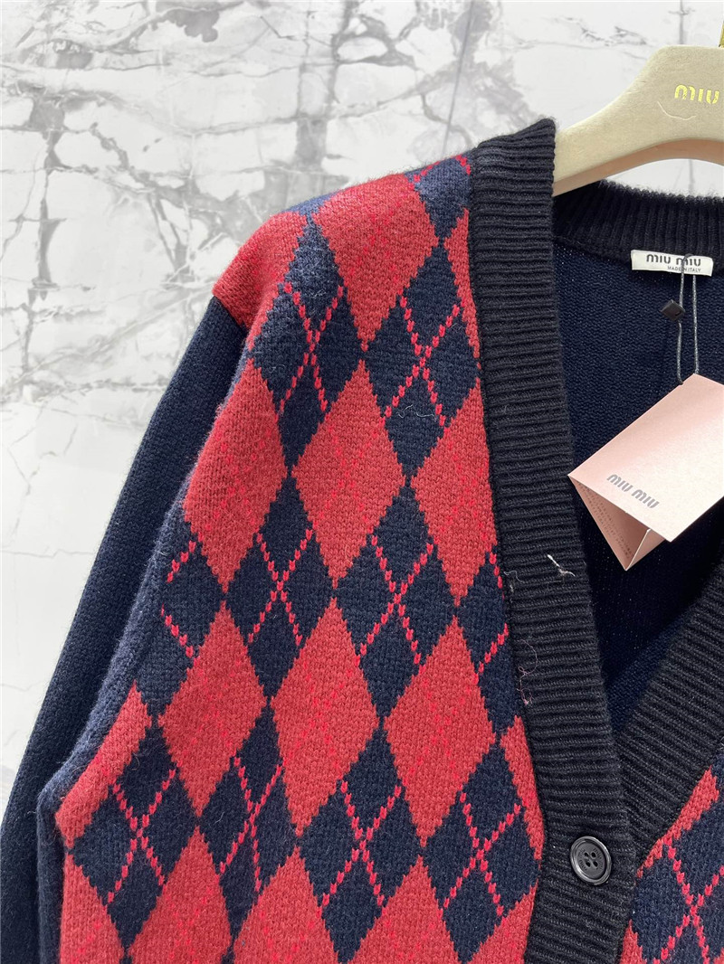 miu miu logo D1am0nd knit cardigan