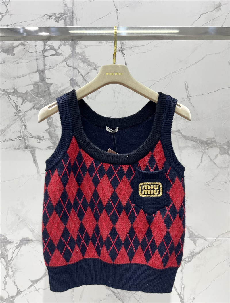 Miu Miu Logo Diamond Wool Vest