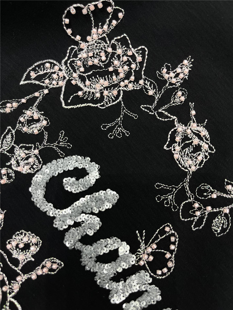 Ch**el colorblock embellished short-sleeved t-shirt