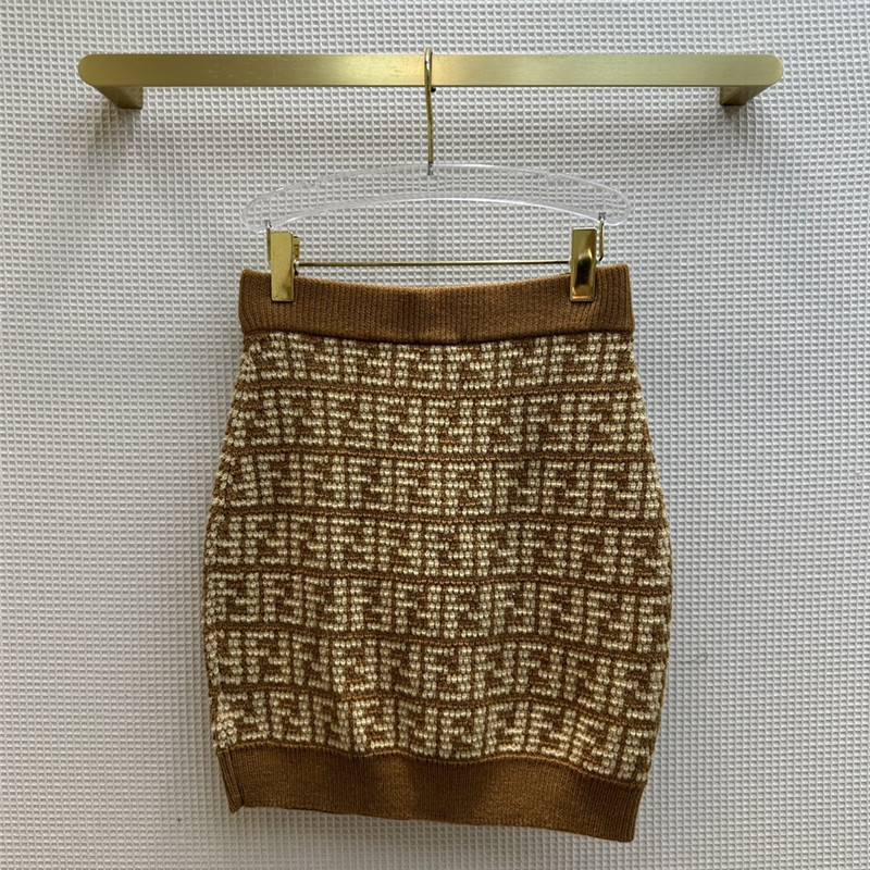 F**di classic ff jacquard knitted hip skirt