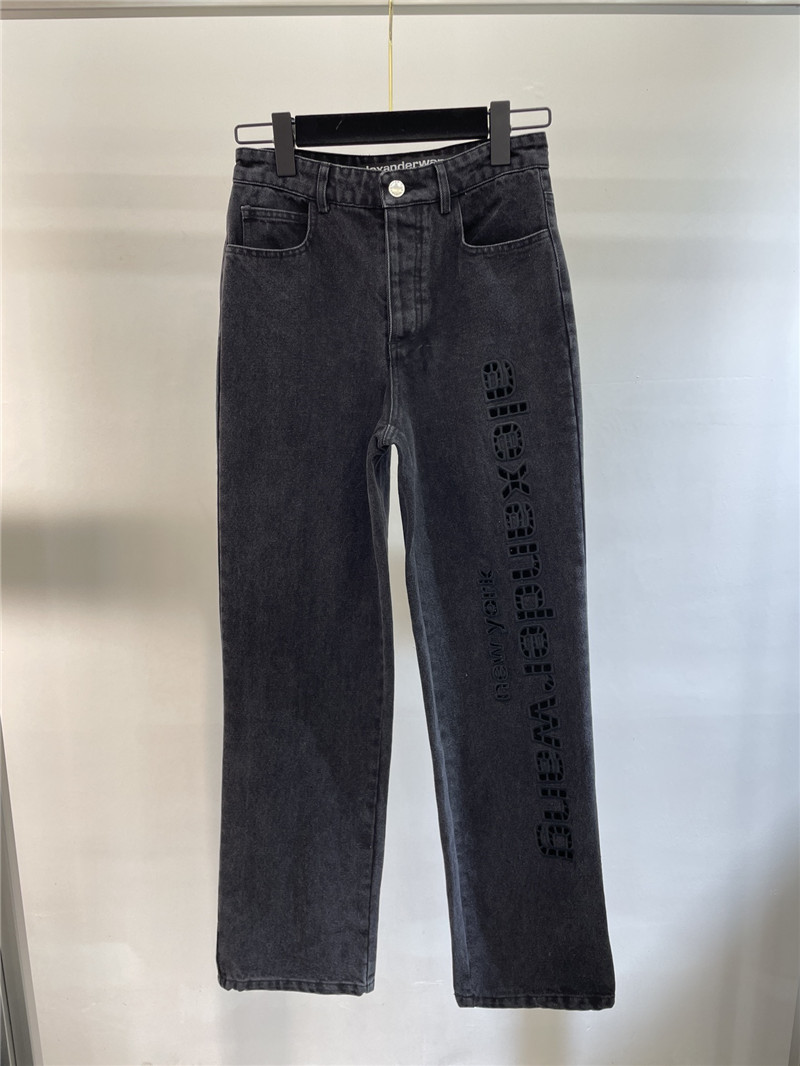 alexander wang embroidered lettering jeans