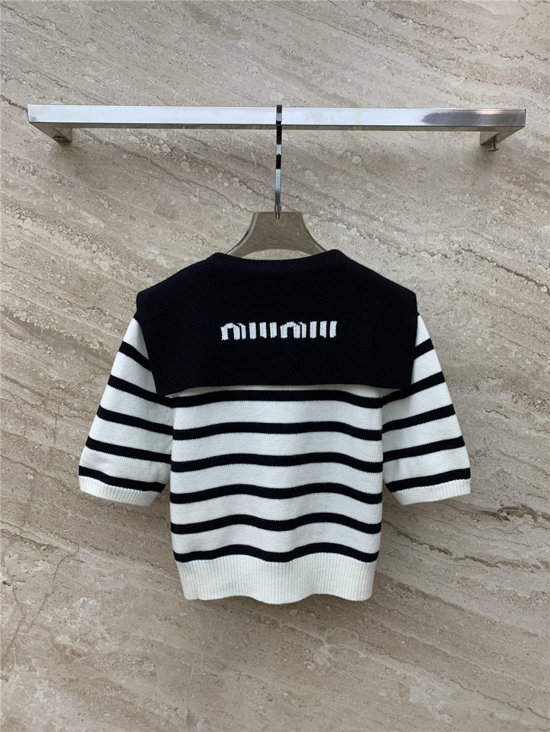 Miu Miu Navy Shawl Striped Cardigan