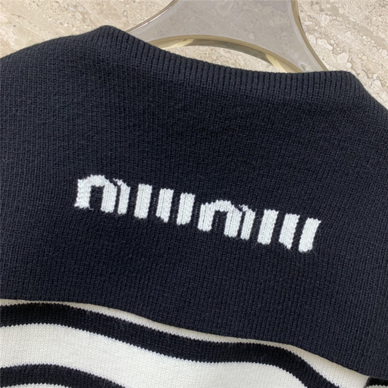 Miu Miu Navy Shawl Striped Cardigan