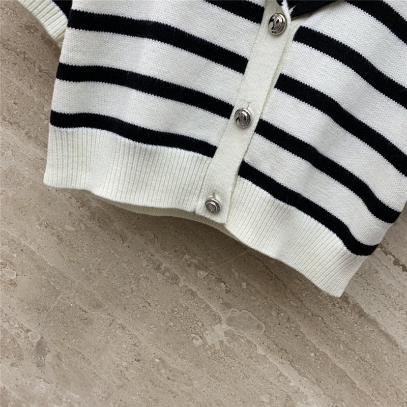 Miu Miu Navy Shawl Striped Cardigan