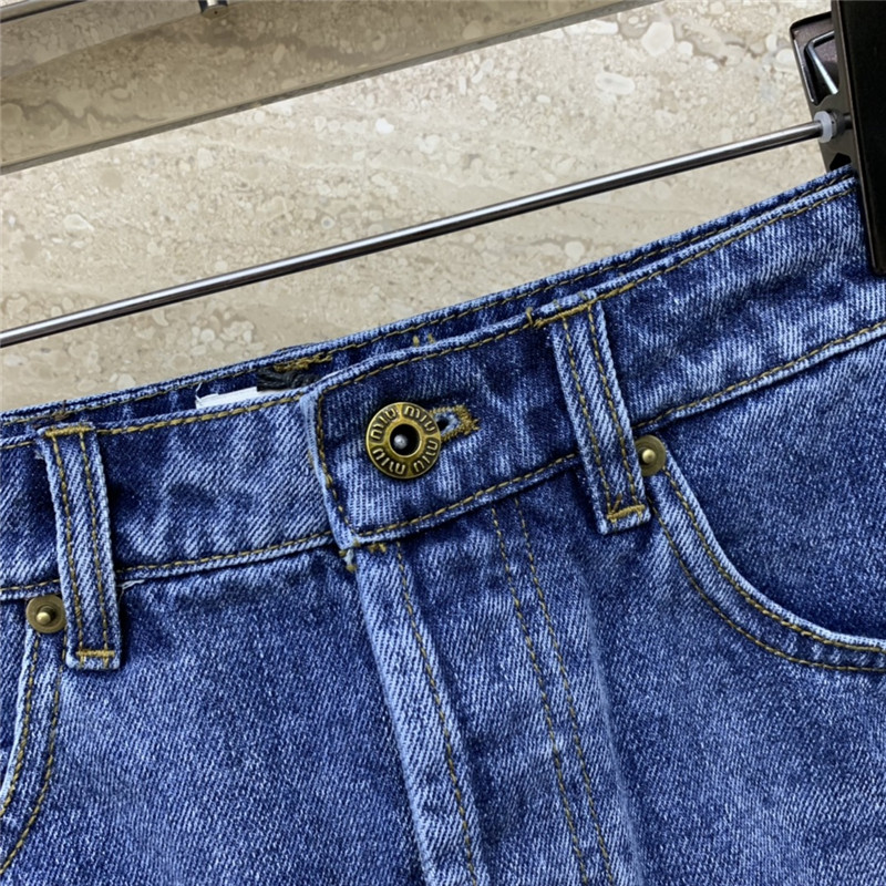 M1um1u ostrich hair denim skirt