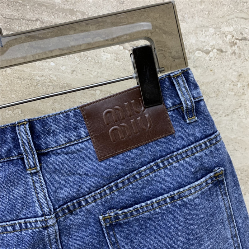 M1um1u ostrich hair denim skirt