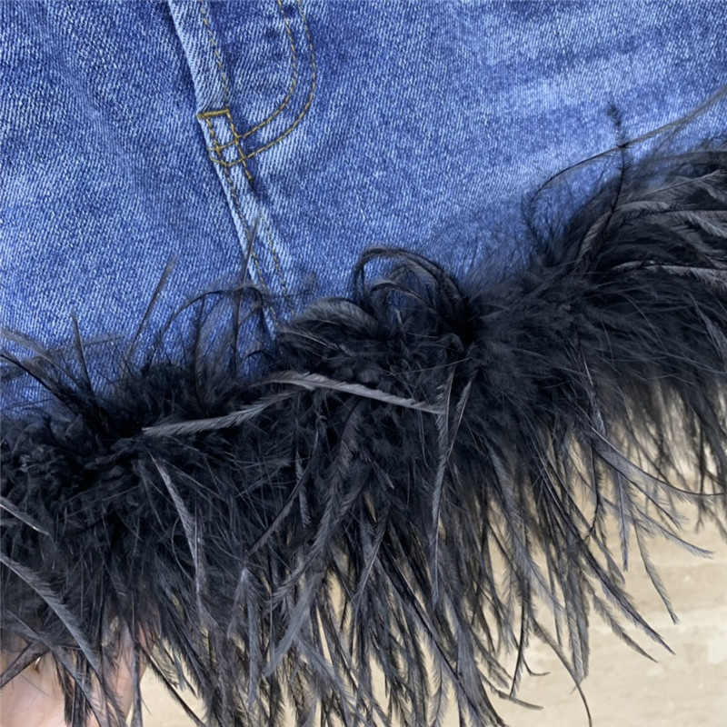 M1um1u ostrich hair denim skirt