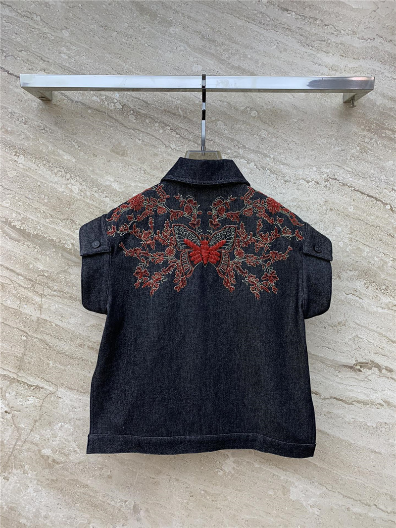 D10r heavy embroidered denim vest jacket