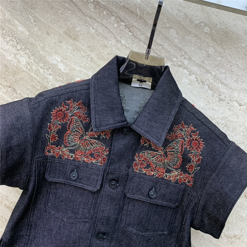 D10r heavy embroidered denim vest jacket