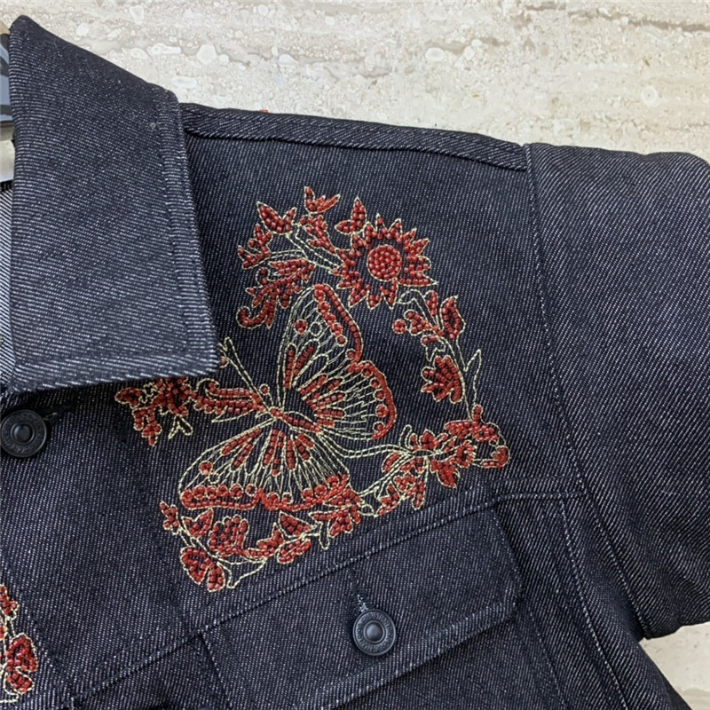 D10r heavy embroidered denim vest jacket