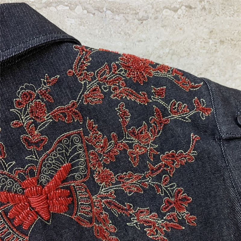 D10r heavy embroidered denim vest jacket