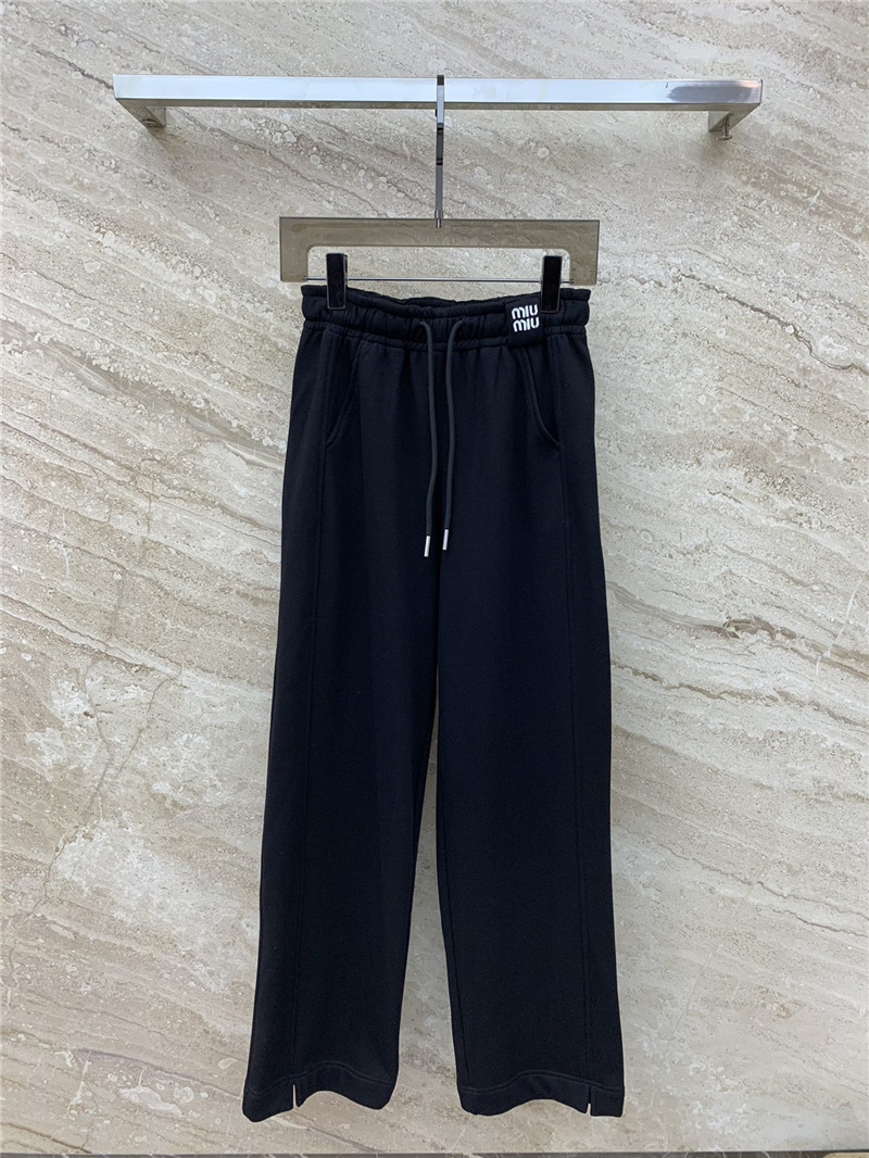 miumiu elastic drawstring fleece casual pants