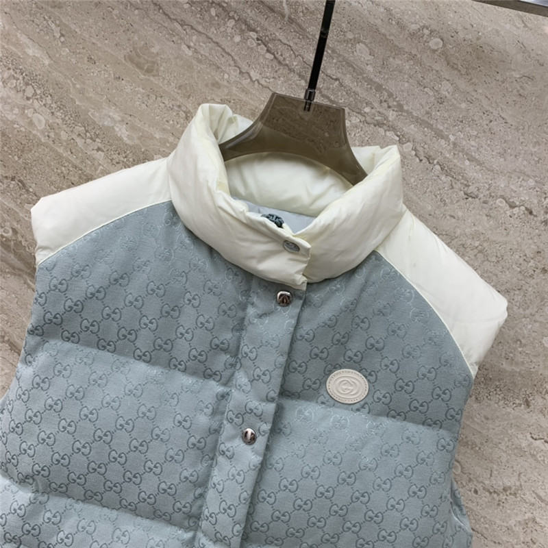Gvc*1 double g jacquard letter stand collar down vest jacket