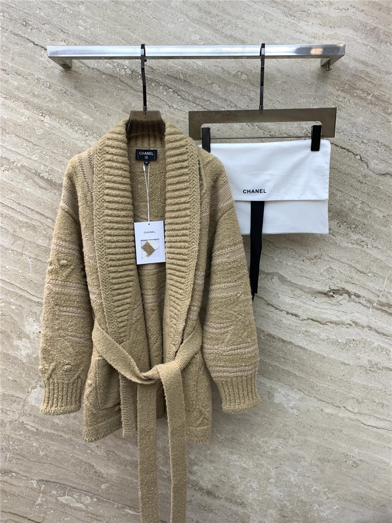 Ch**el coco neige lace-up heavy cardigan jacket