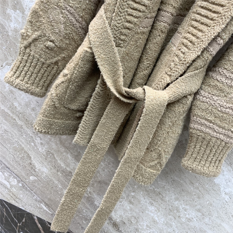 Ch**el coco neige lace-up heavy cardigan jacket