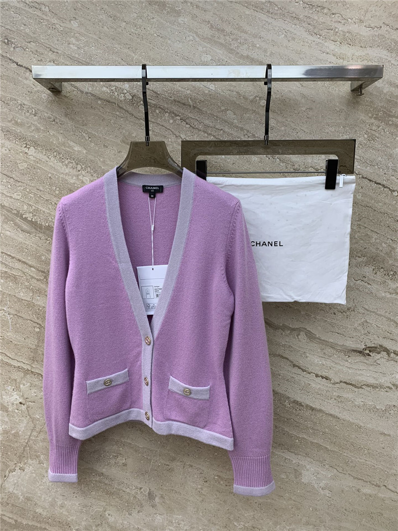 Chanel Macaron Color Cardigan in Purple