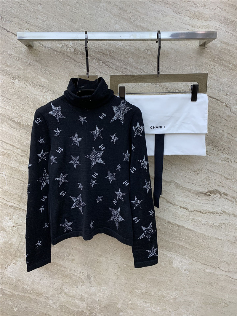 Chanel Wool Turtleneck Star Sweater