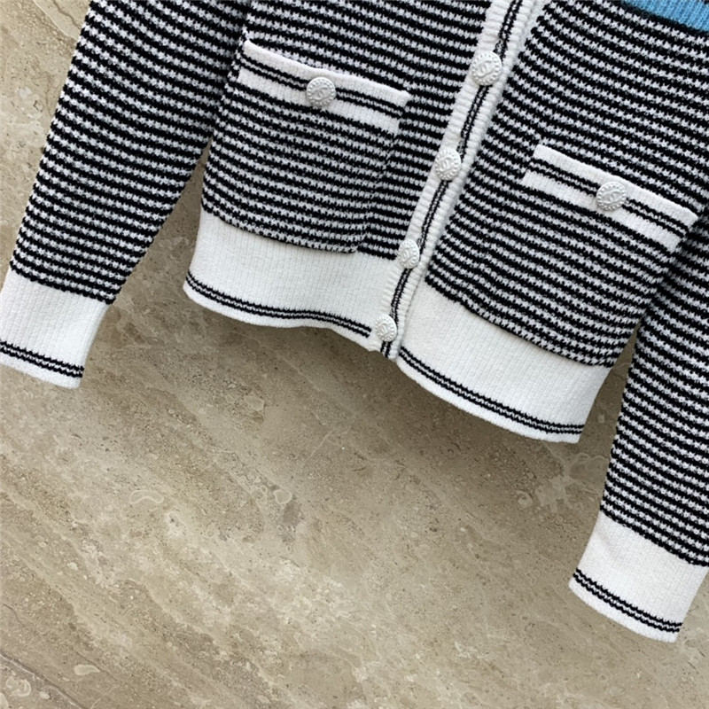 Ch**el contrast wool cardigan in white