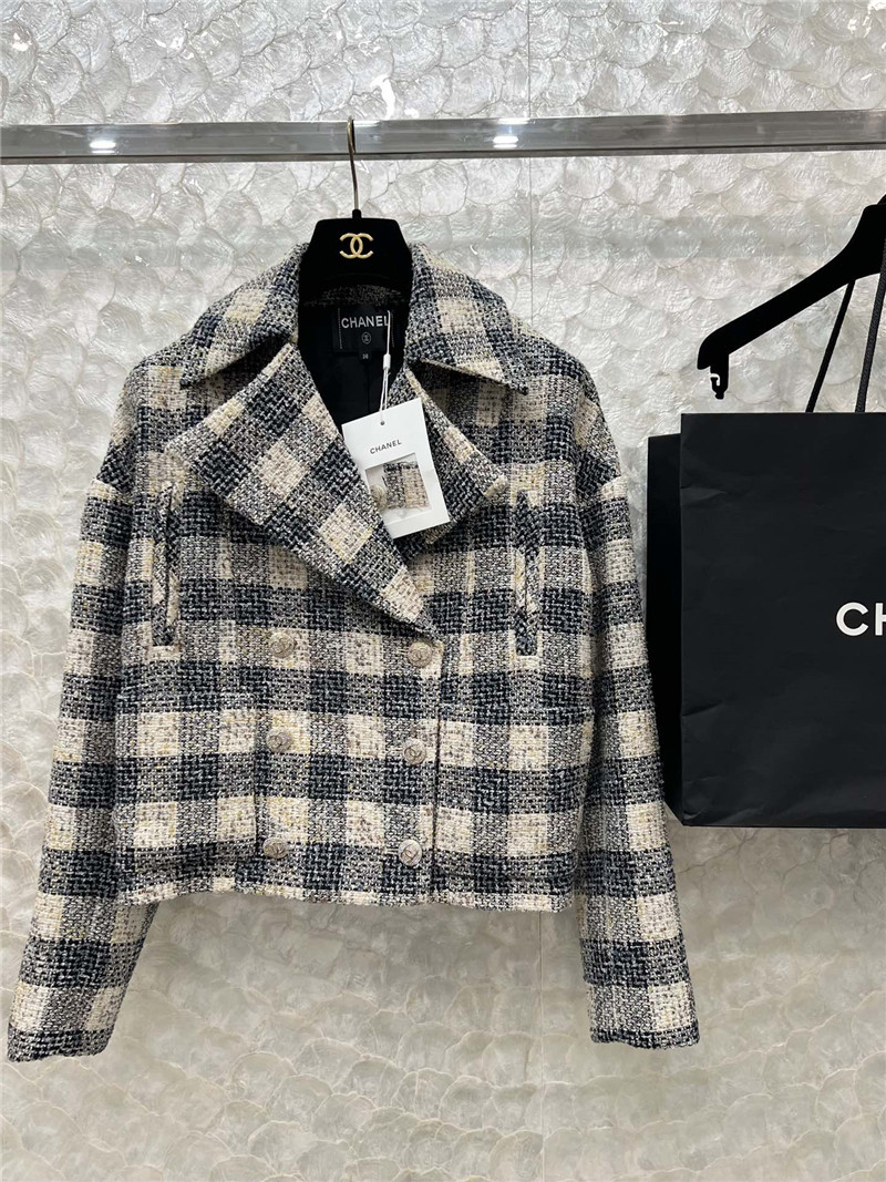 Chanel plaid short lapel jacket