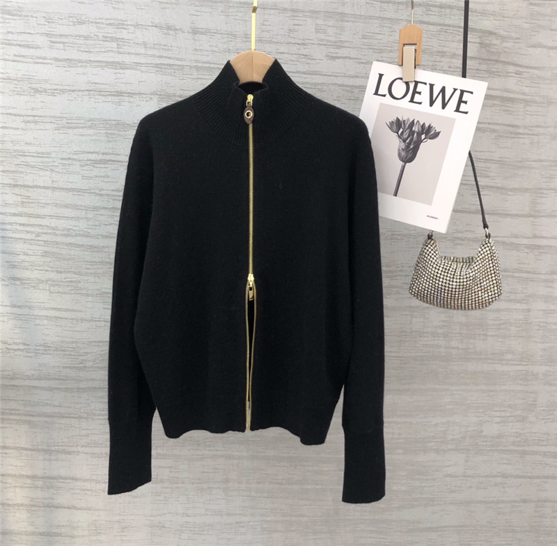 l0vis Vvtt0n zip cashmere cardigan in navy