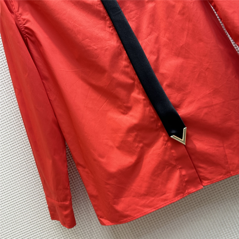 valentino V-shaped metal button tie embellished shirt