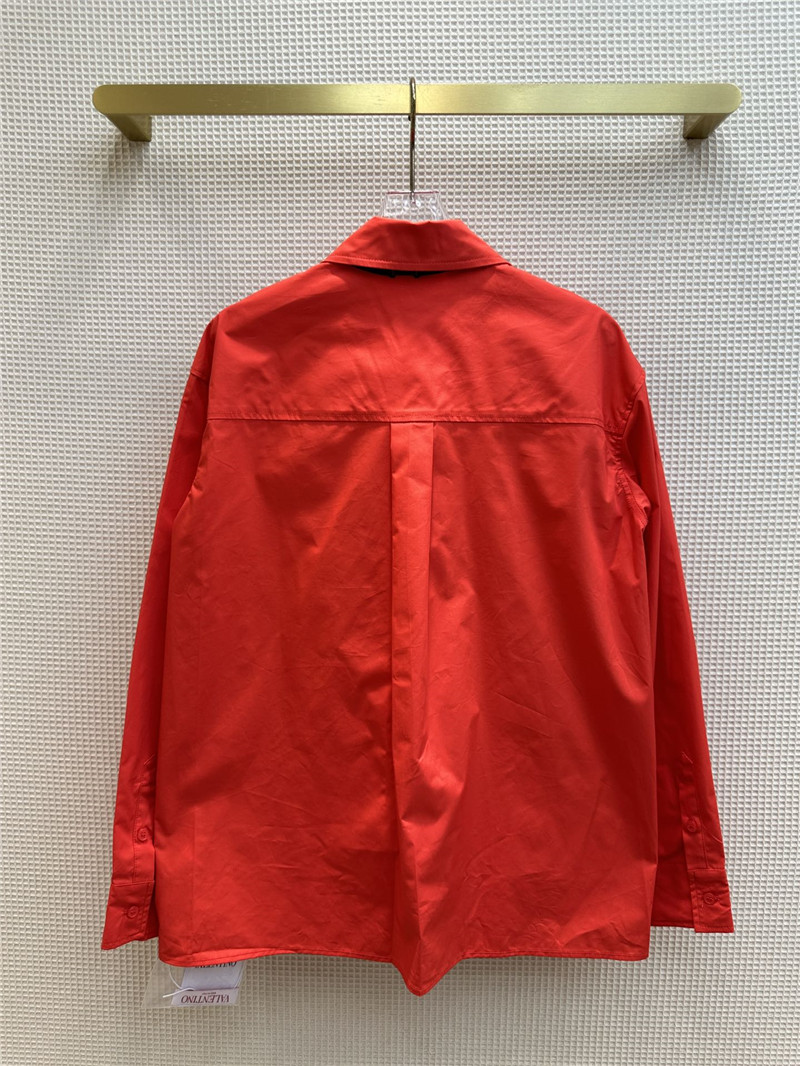 valentino V-shaped metal button tie embellished shirt