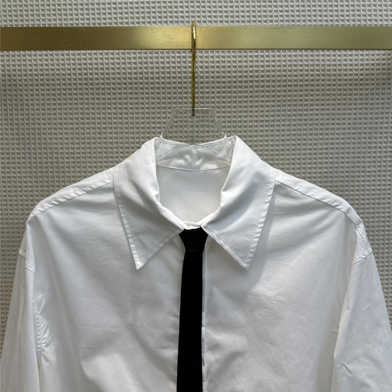 valentino V-shaped metal button tie embellished shirt