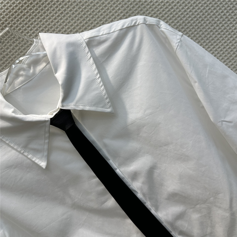 valentino V-shaped metal button tie embellished shirt