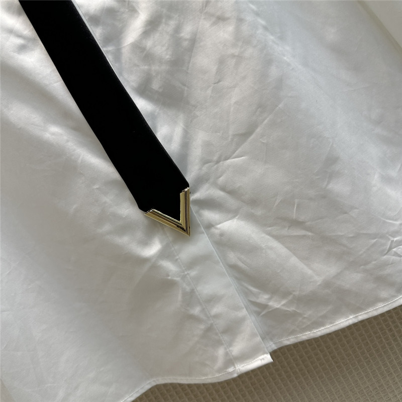 valentino V-shaped metal button tie embellished shirt