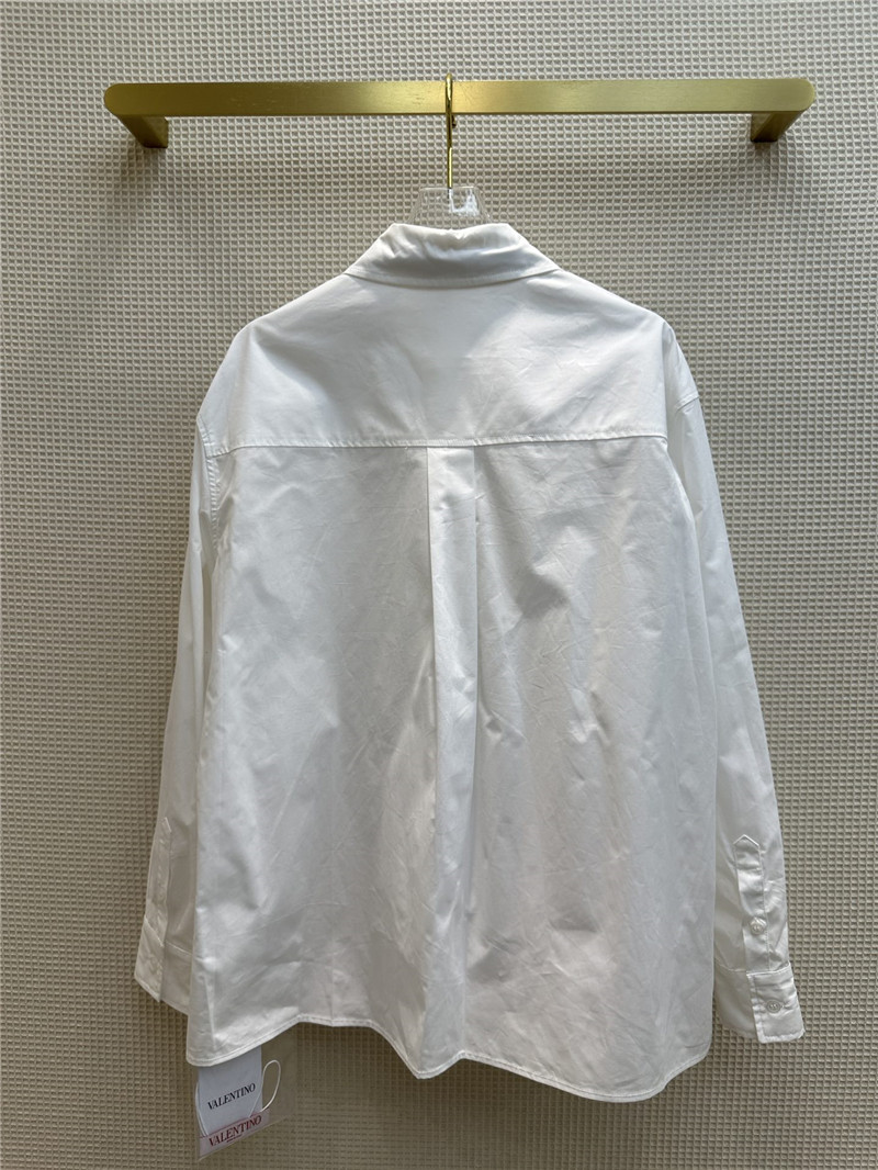 valentino V-shaped metal button tie embellished shirt