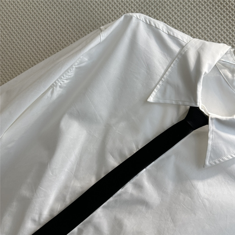 valentino V-shaped metal button tie embellished shirt