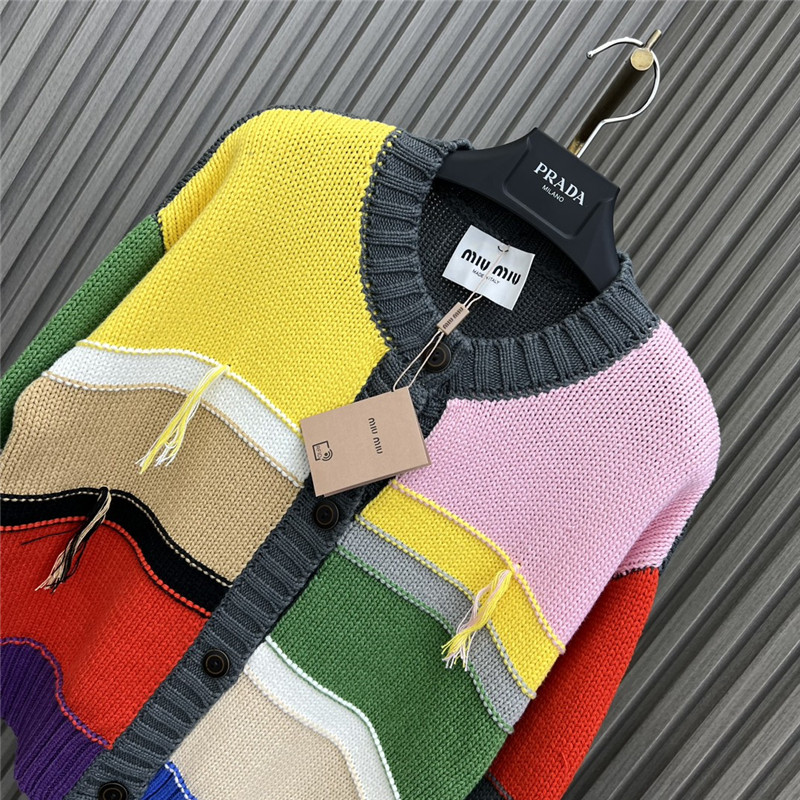 Miu Miu Colorblock Cable Knitted Cardigan