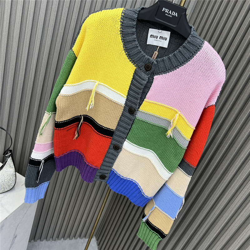 Miu Miu Colorblock Cable Knitted Cardigan