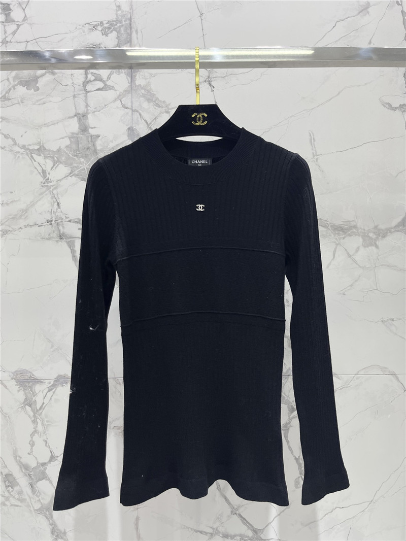Chanel Logo Paneled Knitted Sweater