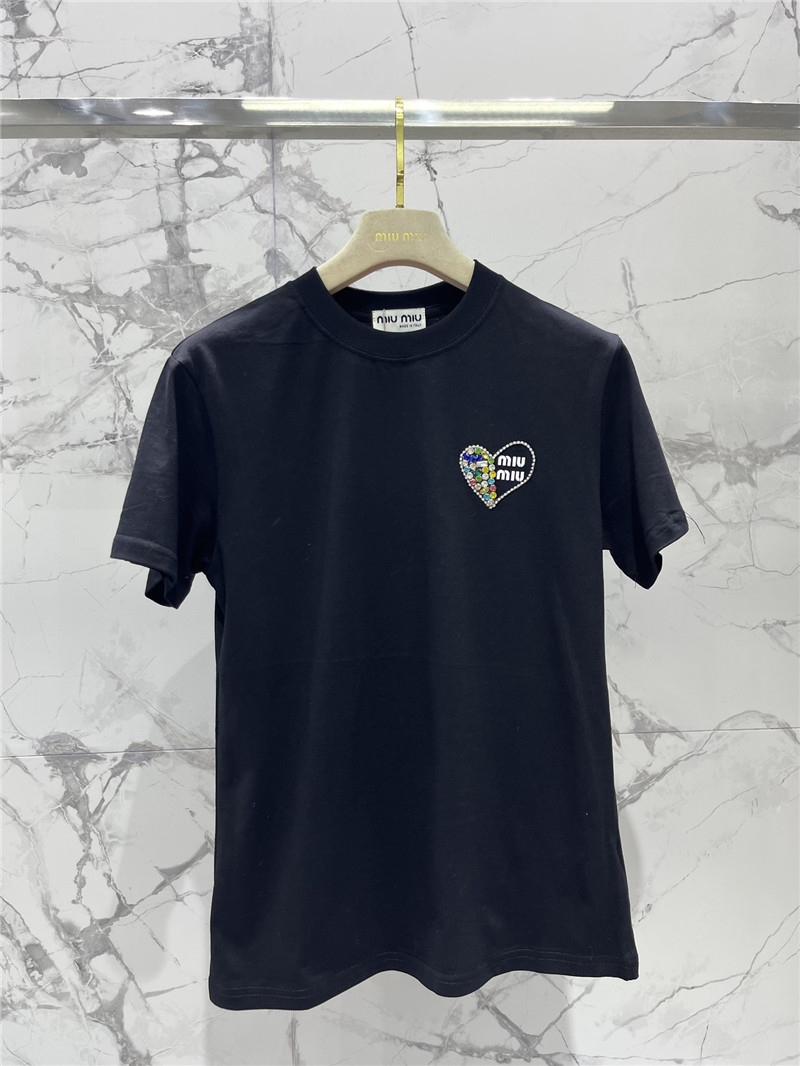 miumiu new love color diamond short-sleeved T-shirt