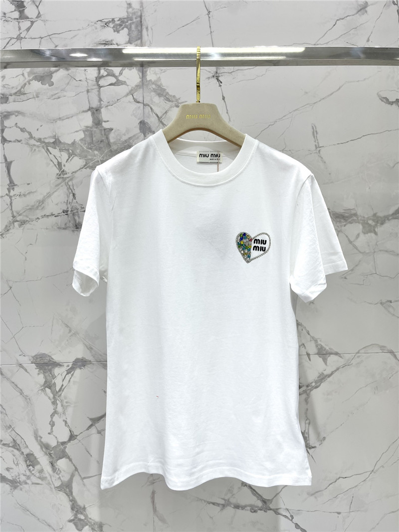 miumiu new love color diamond short-sleeved T-shirt
