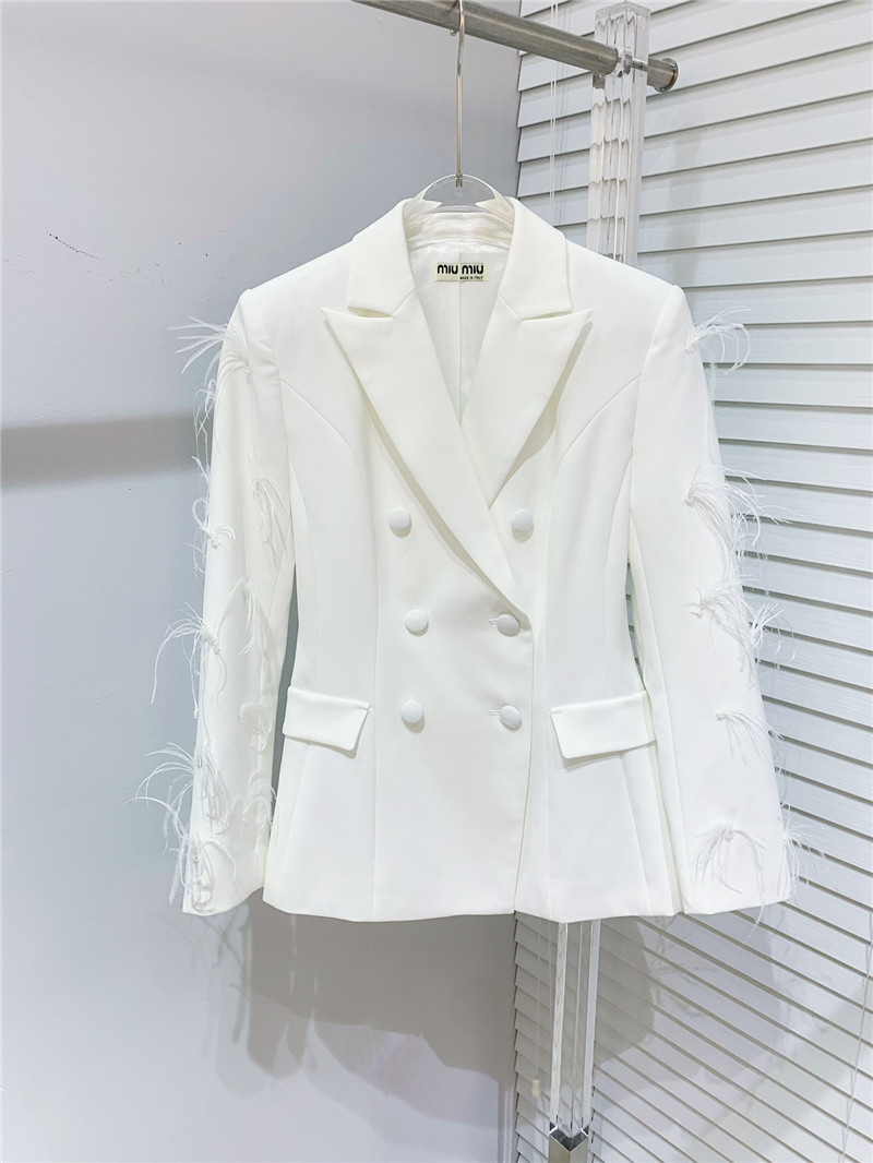 miumiu luxurious patchwork feather acetate blazer