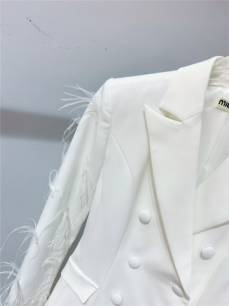 M1um1u luxurious patchwork feather acetate blazer